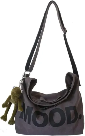 Canvas Messenger Vintage Bag Letter Pattern Crossbody Bag Emo Goth Shoulder Satchels Y2K Harajuku Bag Grunge Handbag