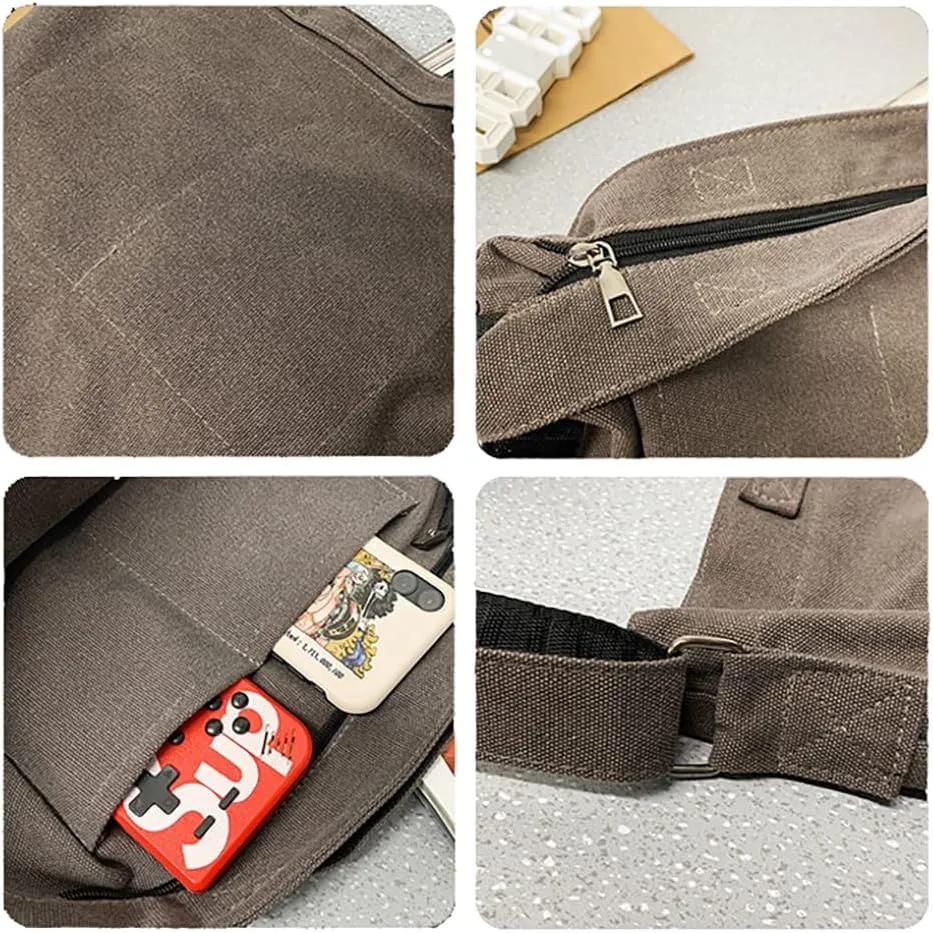 Canvas Messenger Vintage Bag Letter Pattern Crossbody Bag Emo Goth Shoulder Satchels Y2K Harajuku Bag Grunge Handbag