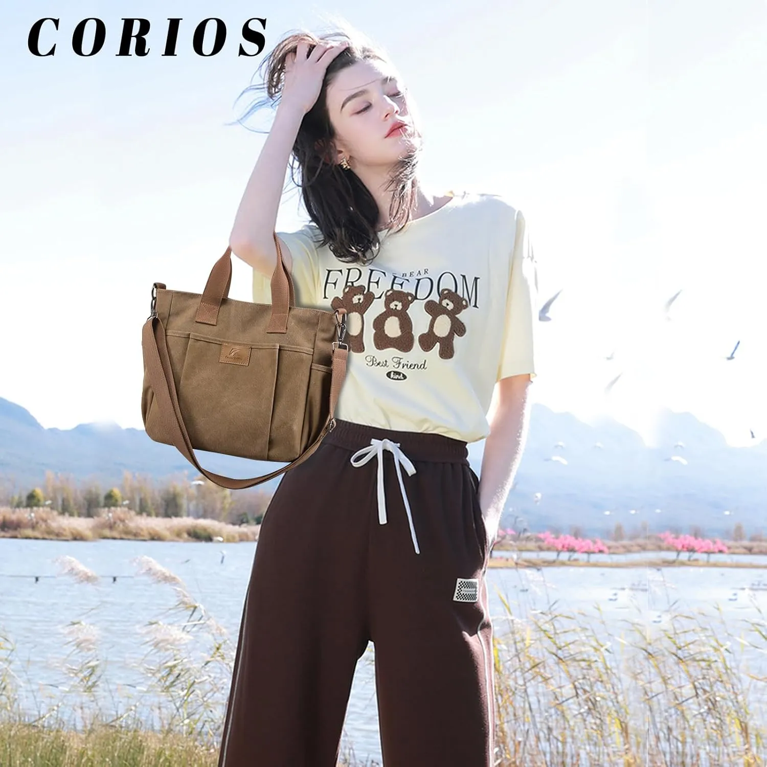 Canvas Shoulder Bag Women Tote Handbag Large Capacity Crossbody Bag Casual Top Handle Bag Satchel Bag Messenger Bag