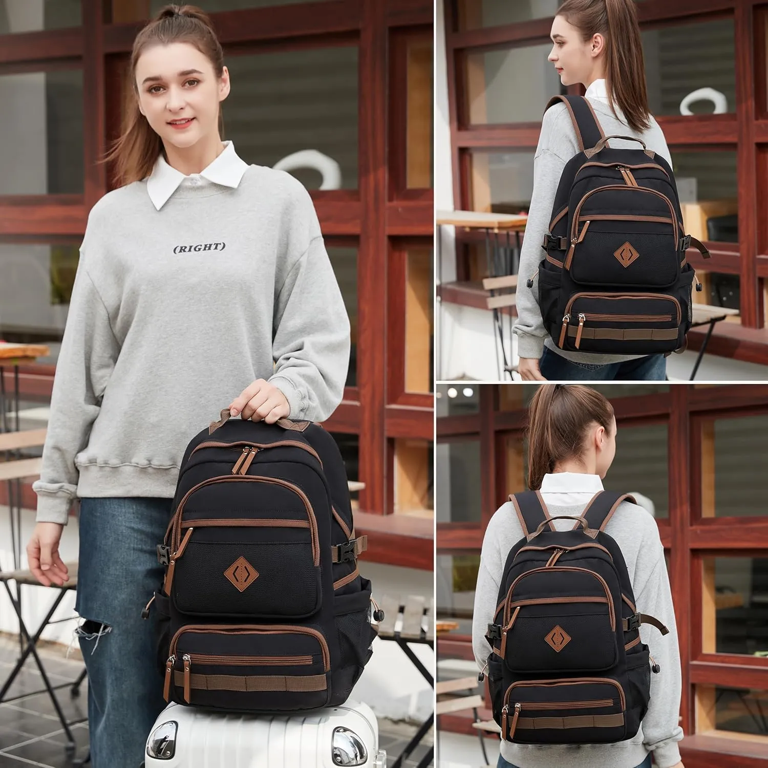 Caoroky knight Laptop Backpacks College Bookbags Women Men Anti Theft Travel Backpacks Large Elementary Middle High School Bags for Kids Teens Girls Boys Students Adults Causal Daypack-Black