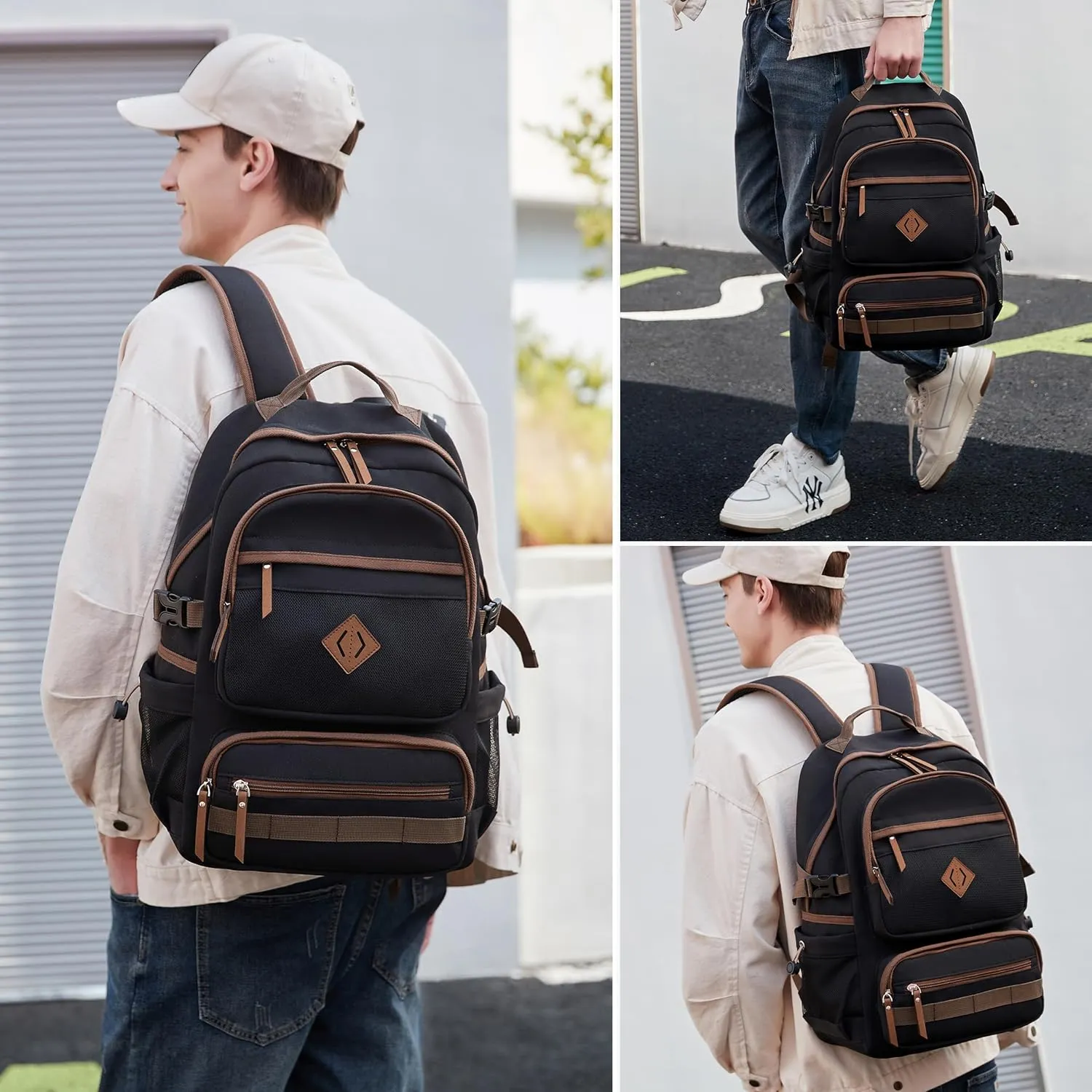Caoroky knight Laptop Backpacks College Bookbags Women Men Anti Theft Travel Backpacks Large Elementary Middle High School Bags for Kids Teens Girls Boys Students Adults Causal Daypack-Black