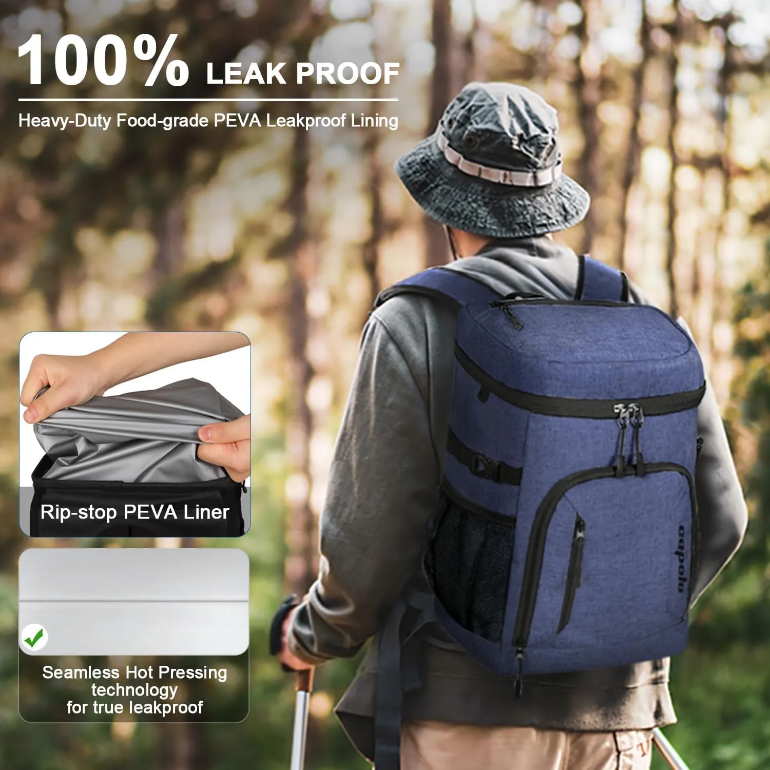 Capolo Cooler Backpack 30/45 Cans, Insulated Thermal Bag Beverage Soft Cooler Lunch Camping Travel Picnic Hiking for Men Women