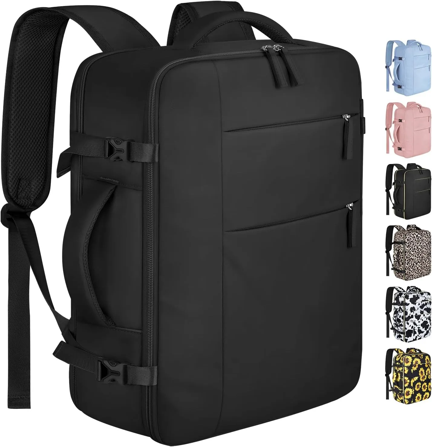 Capolo Travel Backpack for Women Men Waterproof Laptop Backpack Airlines Approved Carry On Backpack Bag Computer Bookbag for Business, Work, Traveling Fits 15.6 Inch Laptop(Black Zipper)