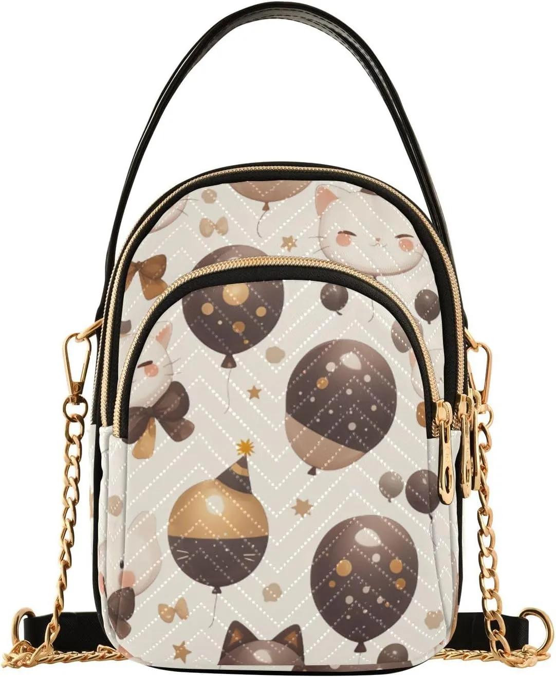 Cartoon Cute White Cat Balloon trendy women crossbody bags with multi pockets hand bags for women for travel