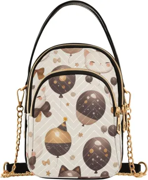 Cartoon Cute White Cat Balloon trendy women crossbody bags with multi pockets hand bags for women for travel