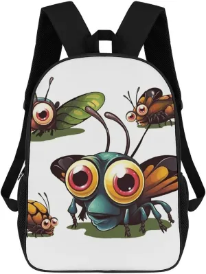 Cartoon Insect Business Laptop Backpack for Women Men 17 Inch Carry on Backpack Waterproof Black Bookbag Fashion Lightweight Backpacks for Travel Hiking Camping Casual Daypack Backpacks