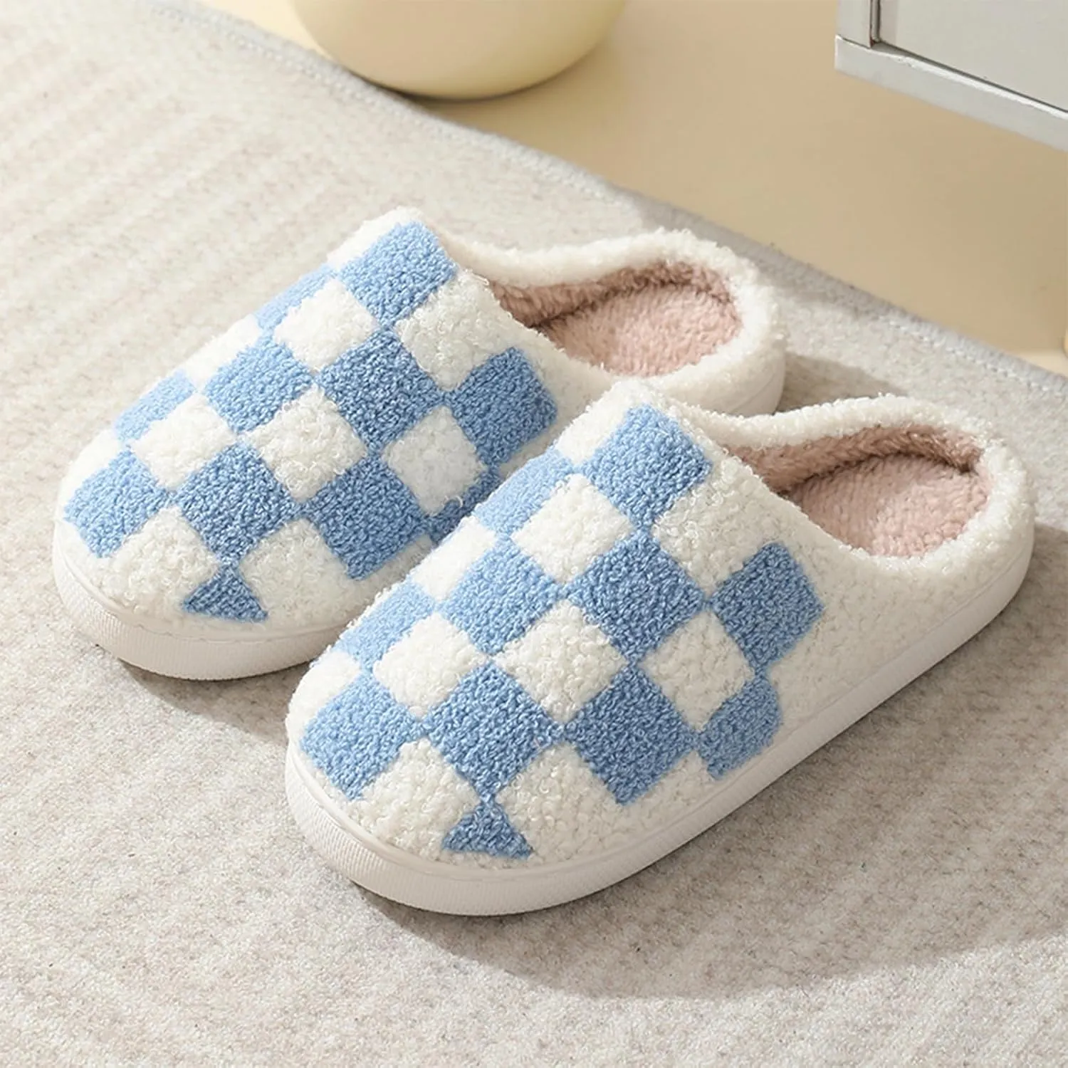 Cartoon Slippers for Women Men, Soft Fluffy Warm Lightweight Non-Slip Cute House Slippers Slip-On Cozy Indoor Outdoor Heart Meet Ne at Night Mushroom Cherry Strawberry Evil Eye Slippers