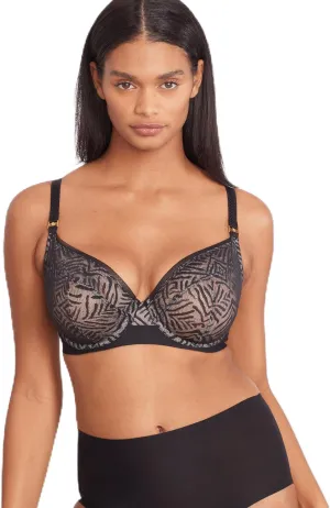 Chantelle Allure Stripes Plunge Bra 36F, Black