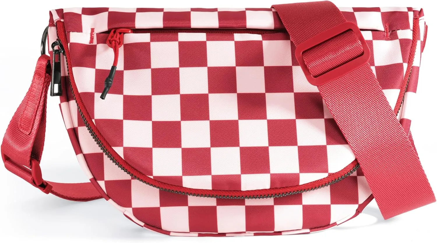 Checkered Crossbody Messenger Bag, Black and White Pattern, Adjustable Shoulder Strap