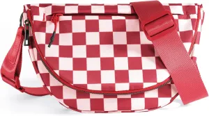 Checkered Crossbody Messenger Bag, Black and White Pattern, Adjustable Shoulder Strap
