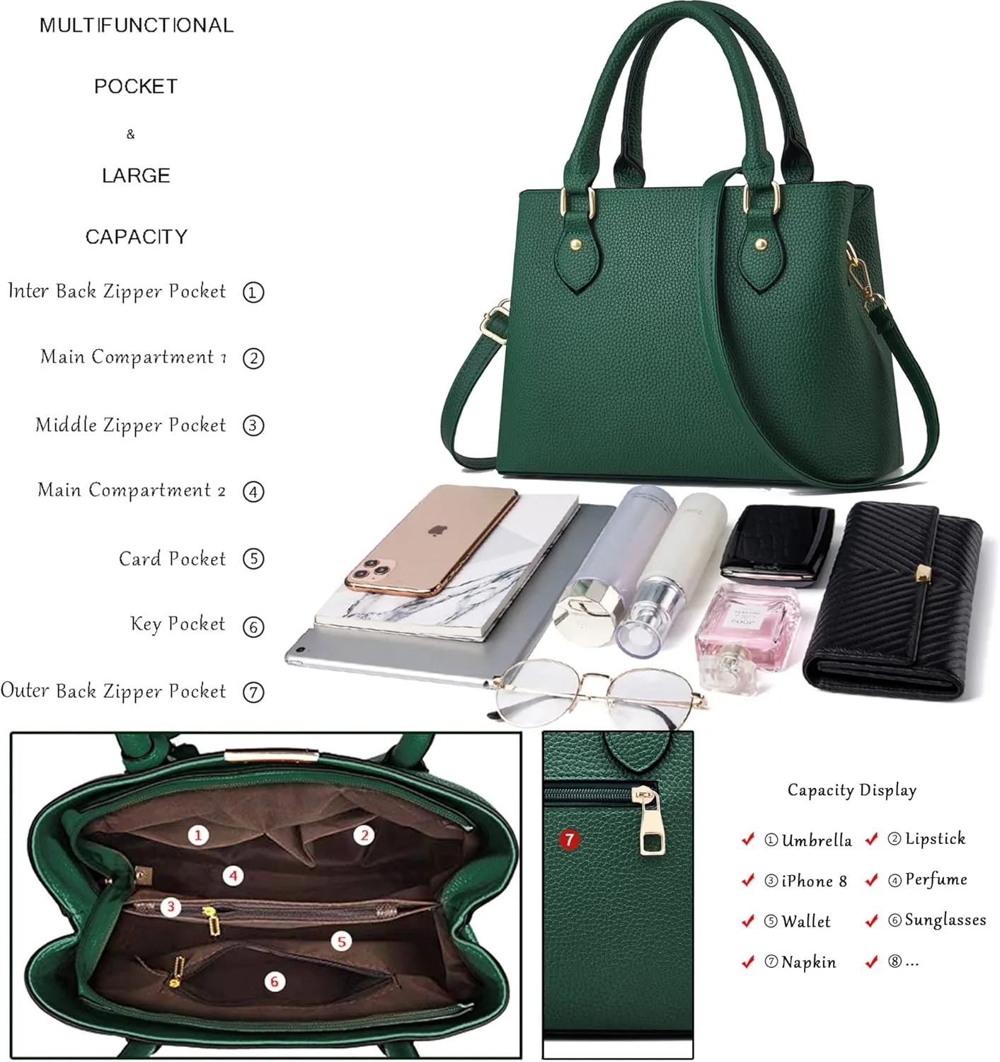 CHICAROUSAL Purses and Handbags for Women Leather Crossbody Bags Women's Tote Shoulder Bag