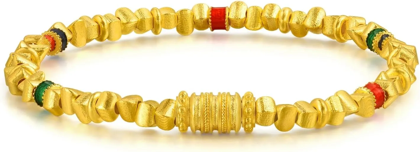 CHOW SANG SANG 999.9 24K Solid Gold Cultural Blessings Bracelet for Women Size 15cm 95653B Price-by-Weight 12.35g Gold