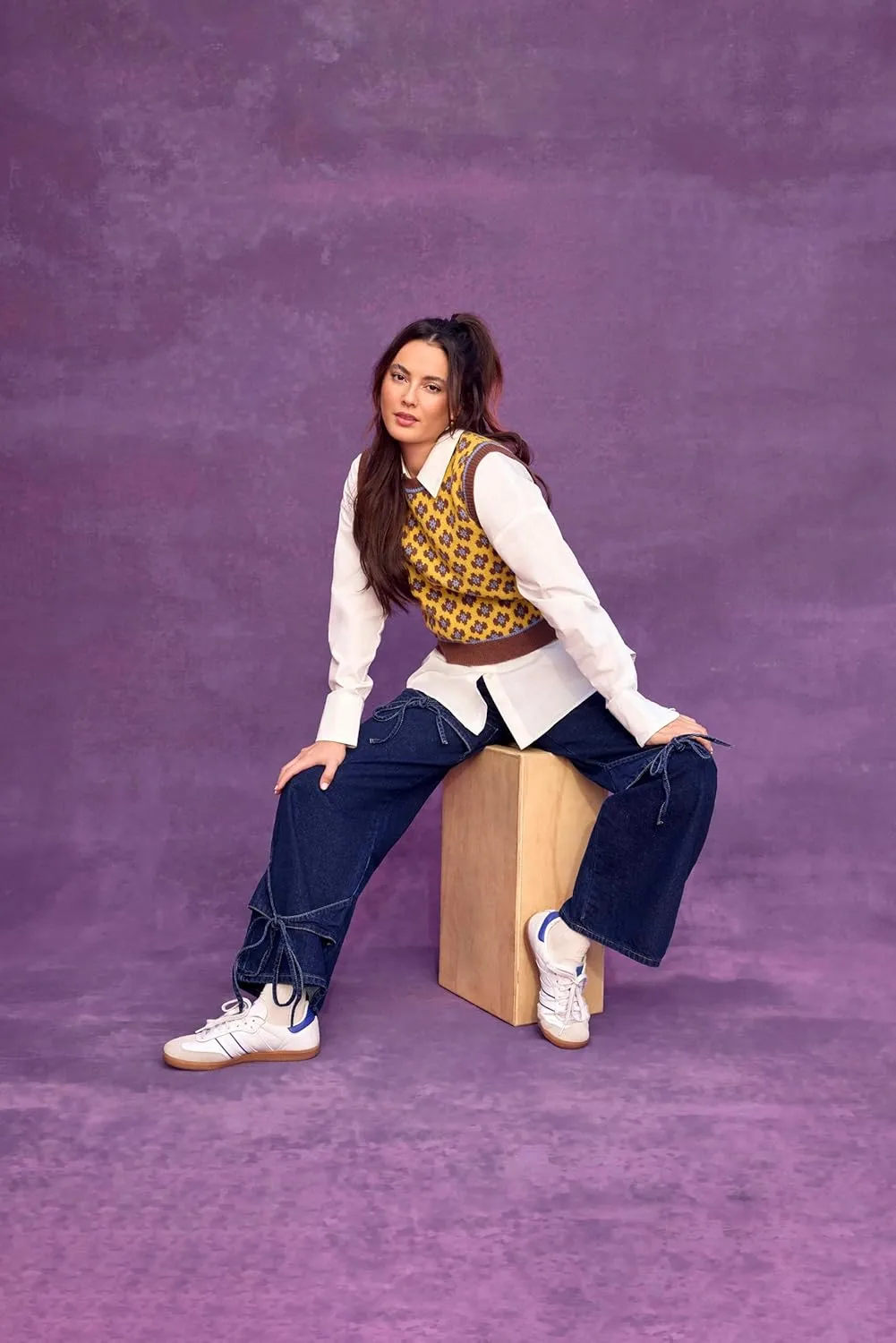 CIDER Baggy Jeans for Women High Waisted Wide Straight Leg Bow Jeans Denim Pants