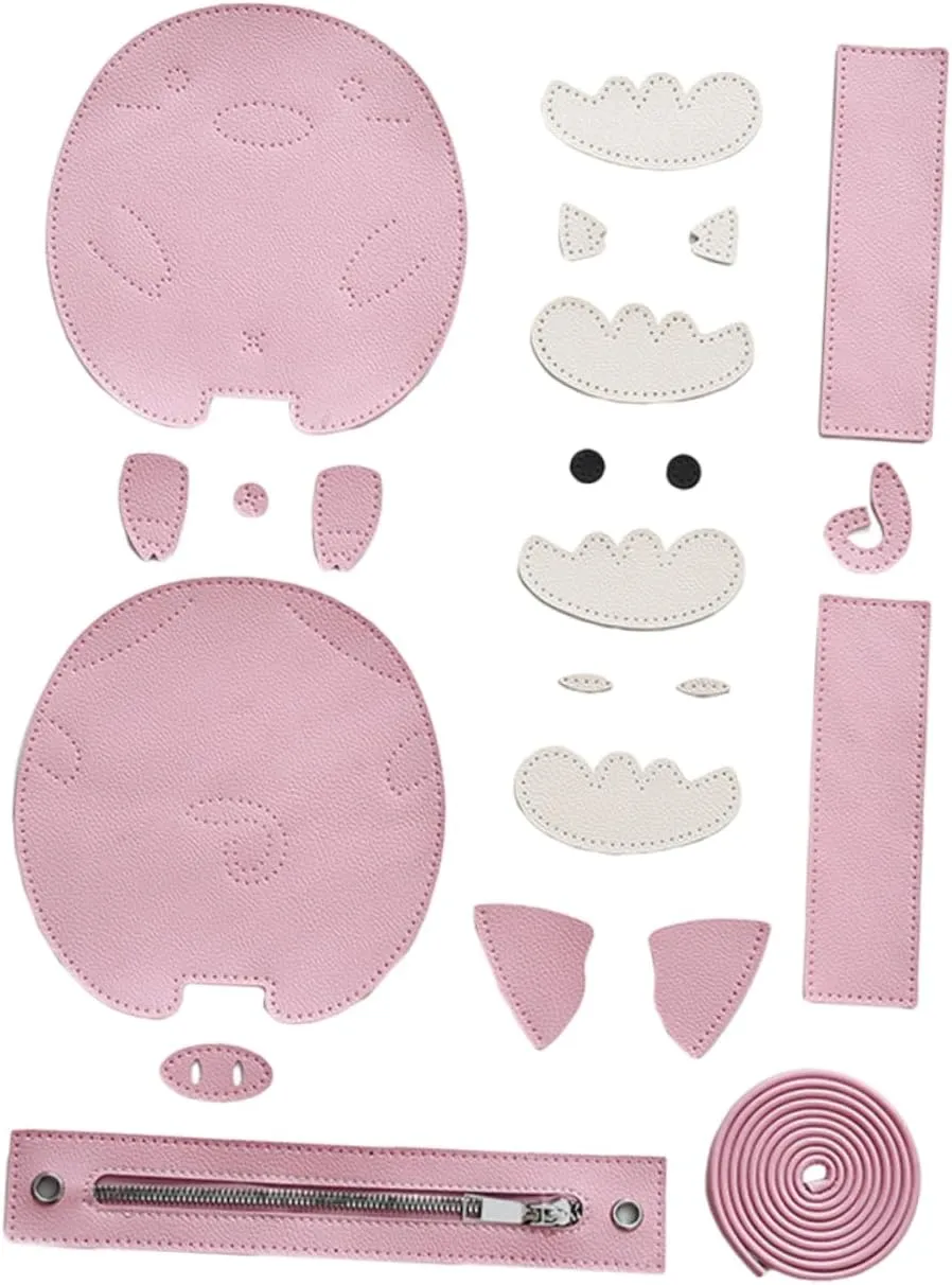 CIMAXIC Te Bag for Women DIY Handmade Material Craft Kit for Boys and Girls Hand Sewing Kit Pink Pig Shape