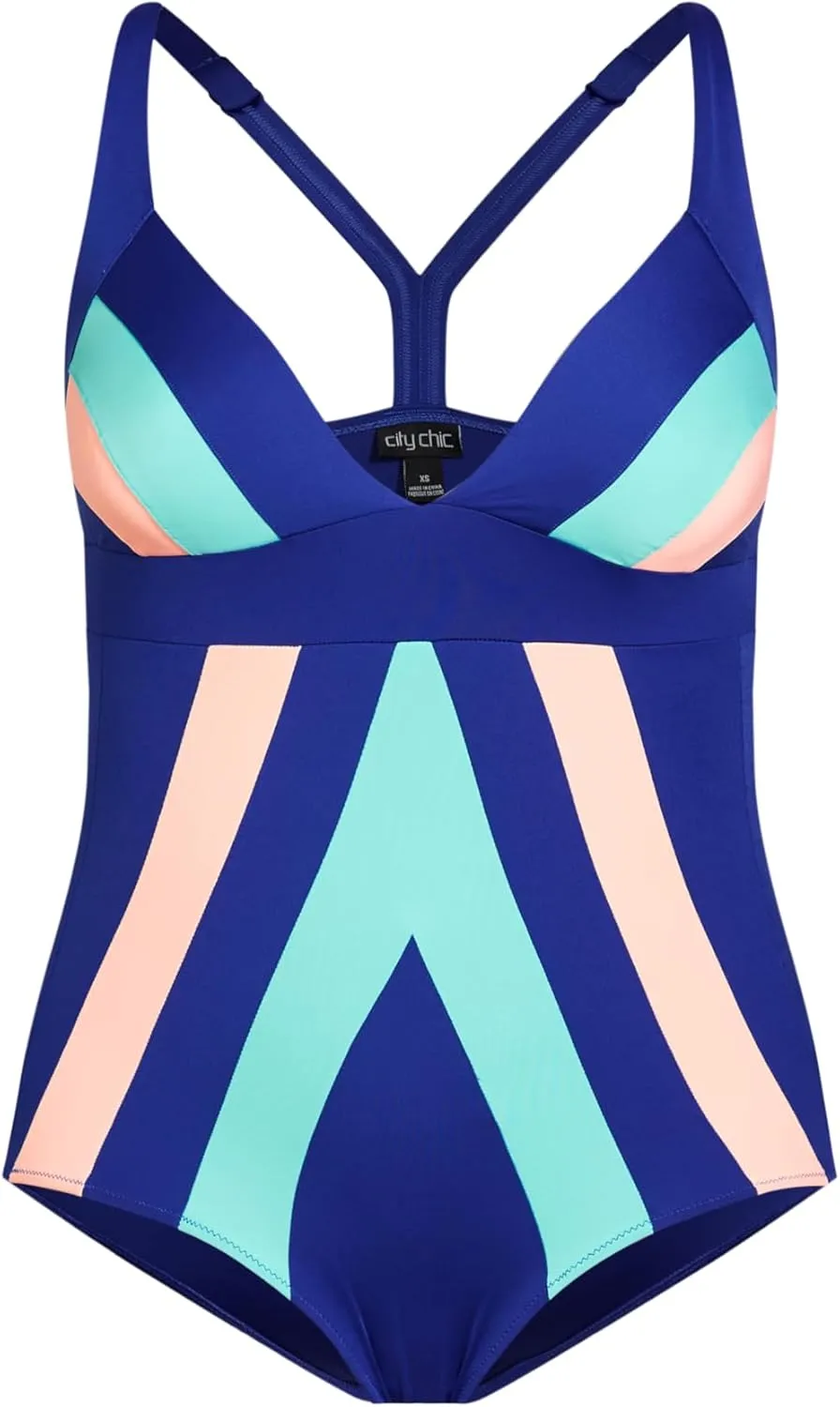 City Chic Women's Plus Size 1 Piece - Color Block