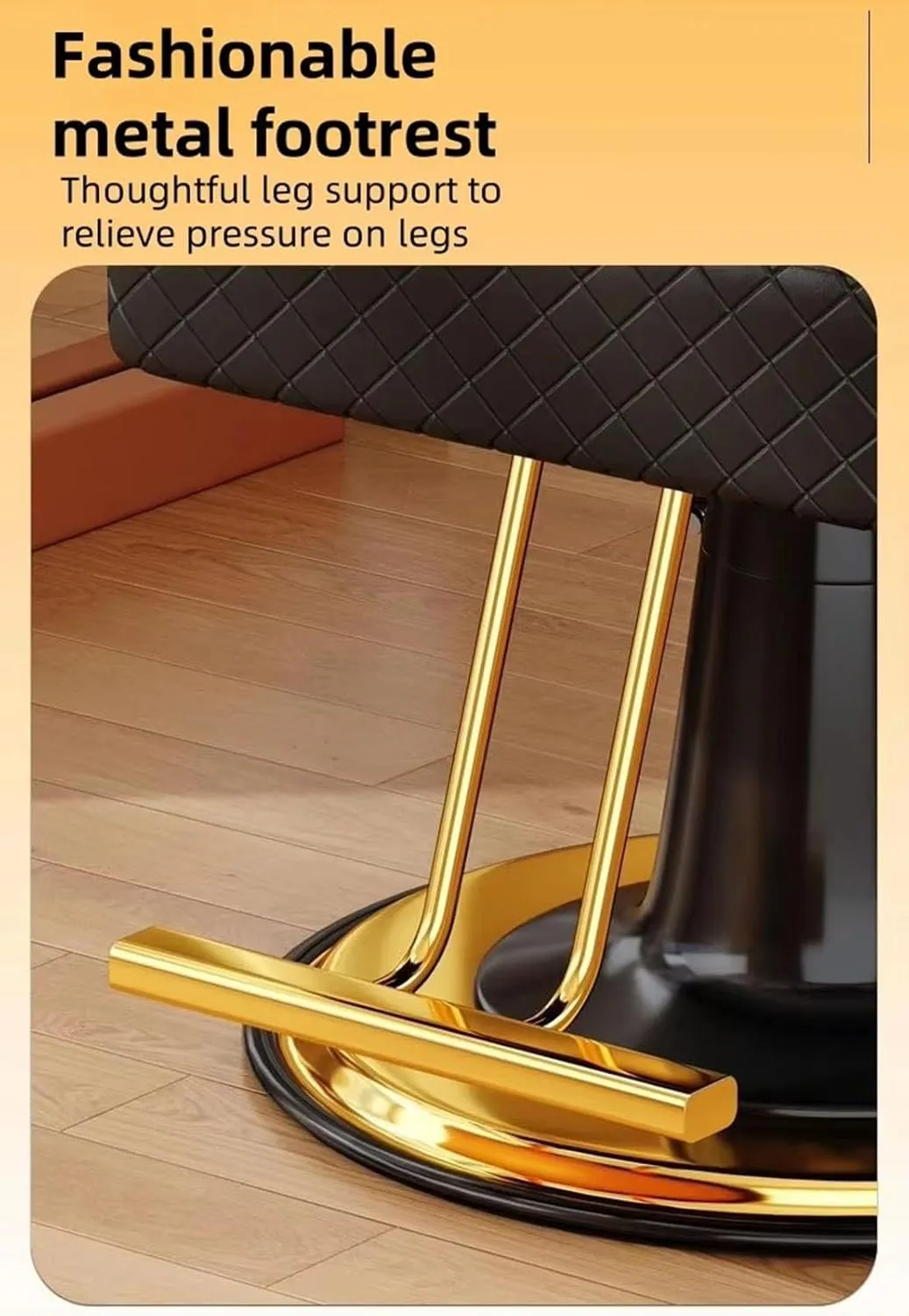 Classic Checkered Barber Chair - Ergonomic 360° Swivel Salon Chair with Hydraulic Lift,Orange/a