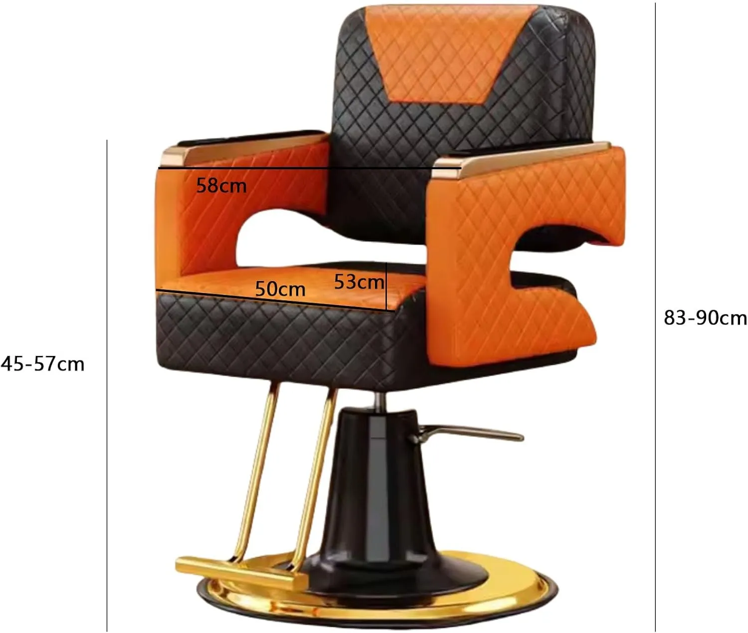 Classic Checkered Barber Chair - Ergonomic 360° Swivel Salon Chair with Hydraulic Lift,Orange/a