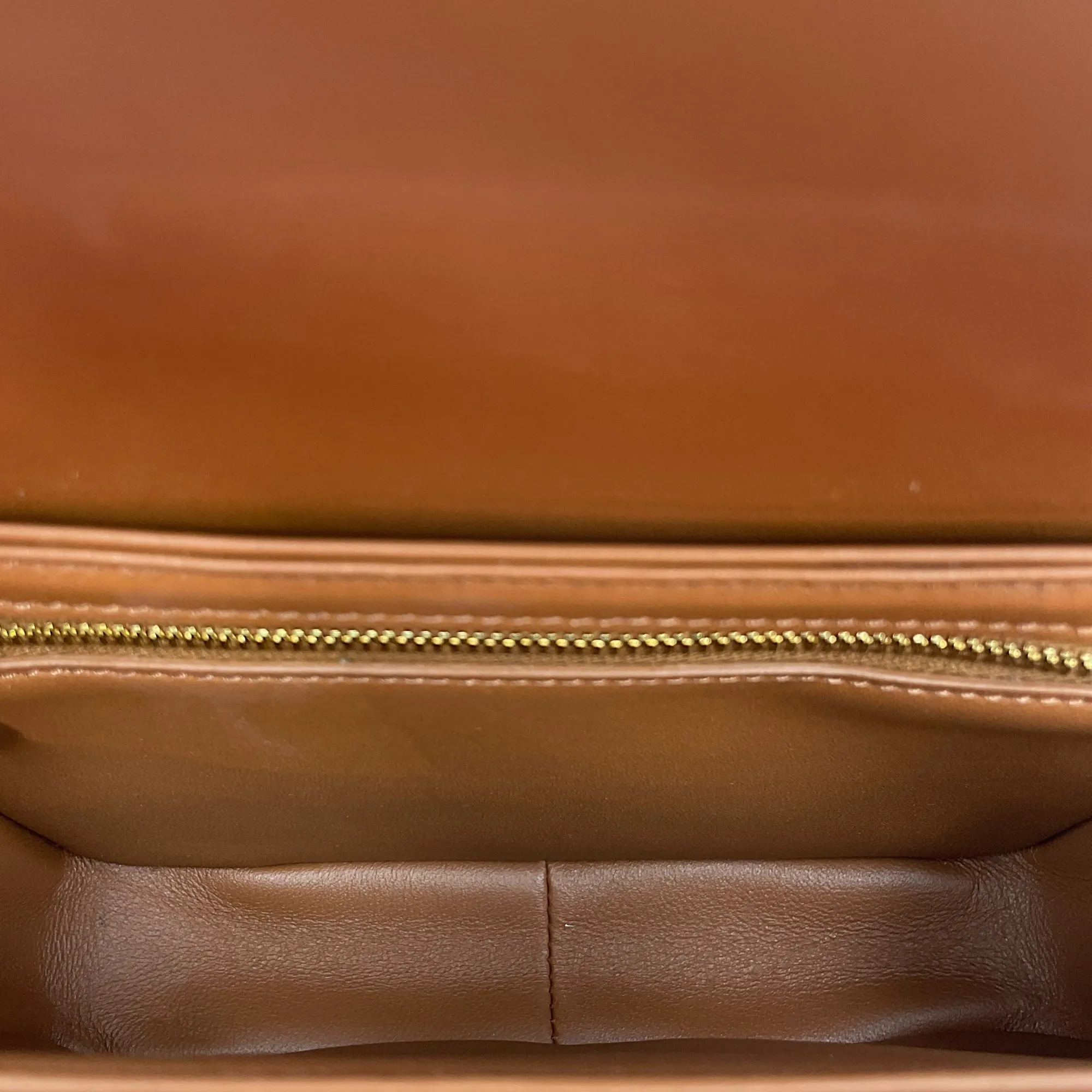 Classic Teen Triomphe Brown Crossbody Bag in Canvas/Calfskin, Gold hardware