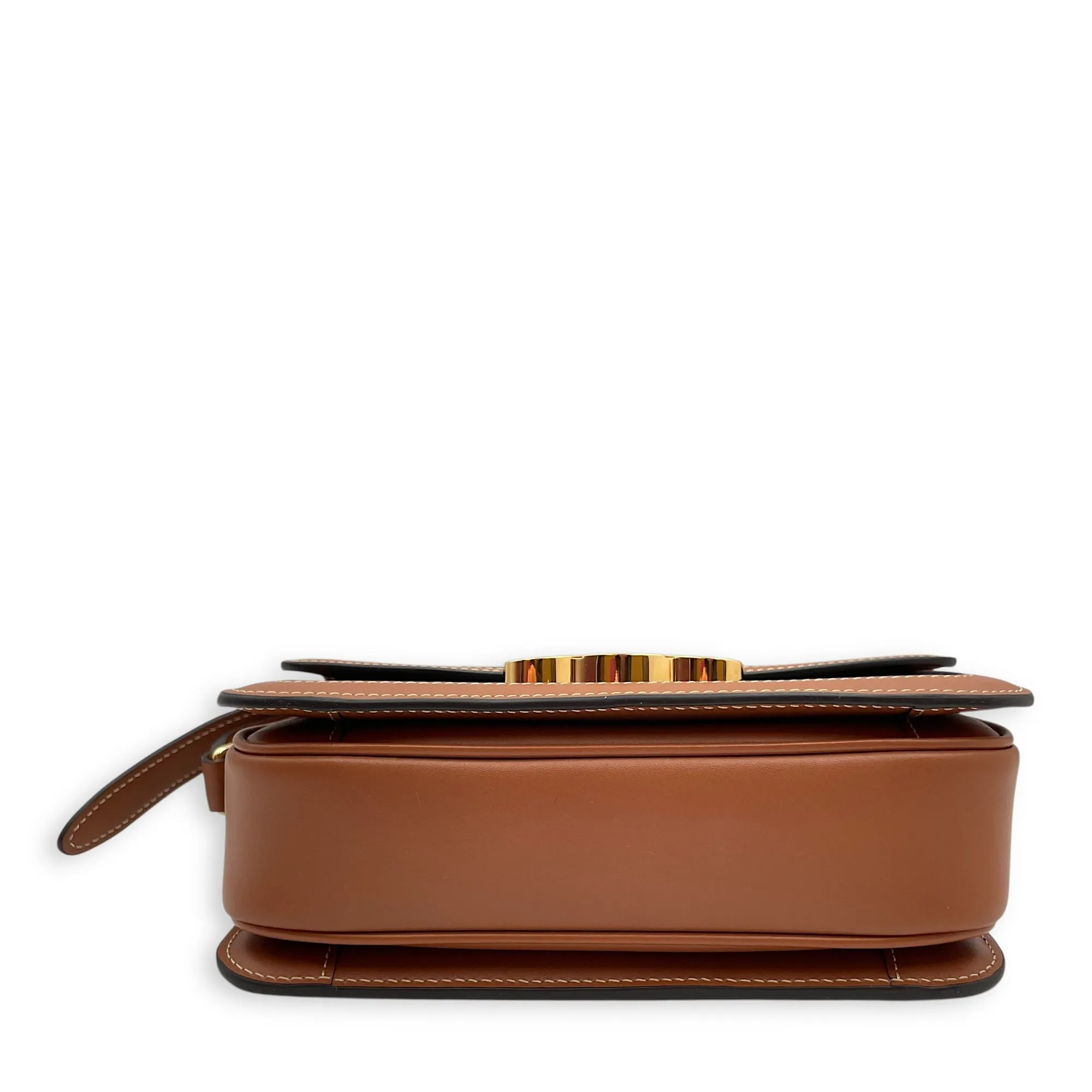 Classic Teen Triomphe Brown Crossbody Bag in Canvas/Calfskin, Gold hardware