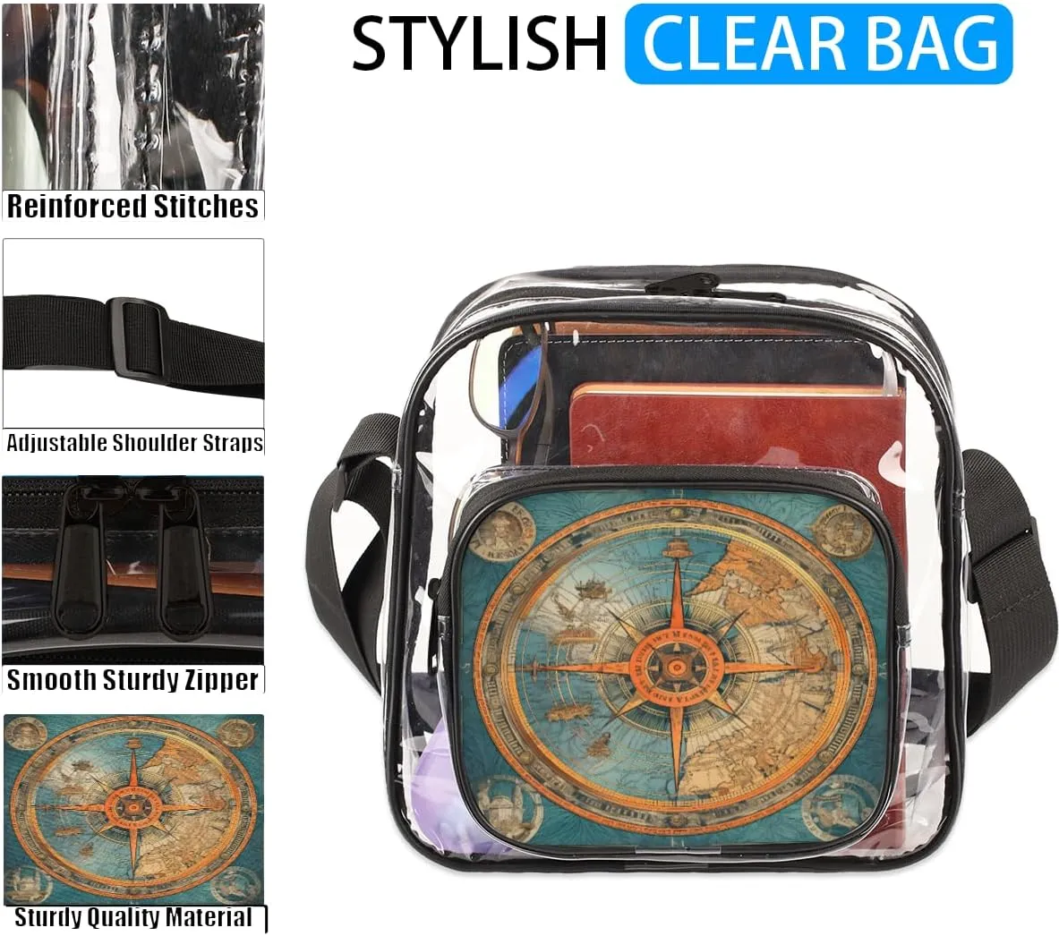 Clear Crossbody Purse Bag Clear Messenger Shoulder Bags See Through Transparent Purse