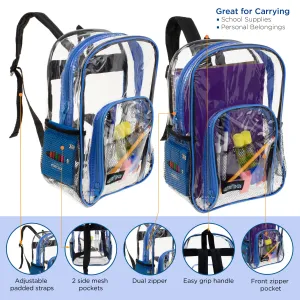 Clear Mini Backpacks - 5 Assorted Colors- Wholesale Case of 24 Bookbags