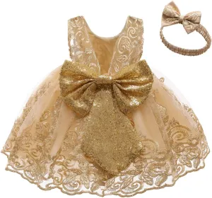 CMMCHAAH 0-6 Years Baby Girls Pageant Lace Embroidery Dresses Toddler Formal Dress with Headwear