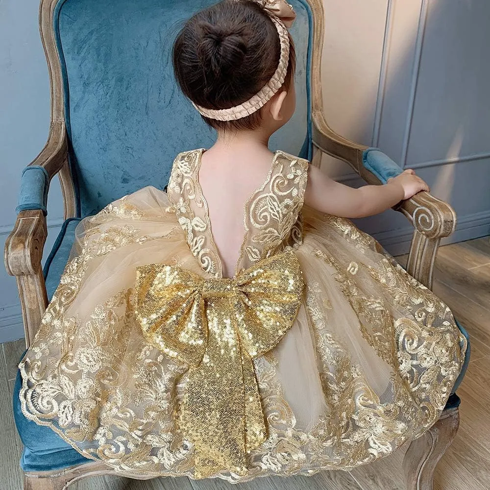 CMMCHAAH 0-6 Years Baby Girls Pageant Lace Embroidery Dresses Toddler Formal Dress with Headwear