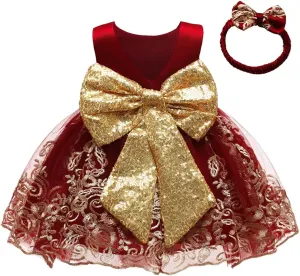 CMMCHAAH 0-6 Years Baby Girls Pageant Lace Embroidery Dresses Toddler Formal Dress with Headwear