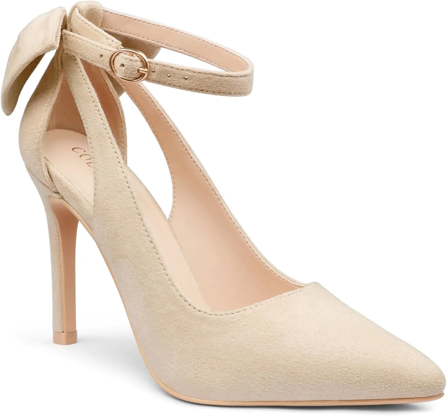COLETER Womens Bow Knot High Heels Pointed Toe Stiletto Ankle Strap D'Orsay Pumps Bow Evening Dress Shoes