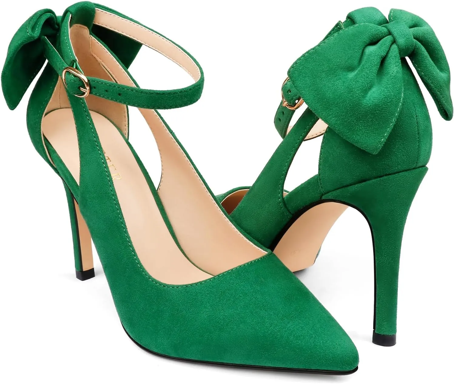 COLETER Womens Bow Knot High Heels Pointed Toe Stiletto Ankle Strap D'Orsay Pumps Bow Evening Dress Shoes