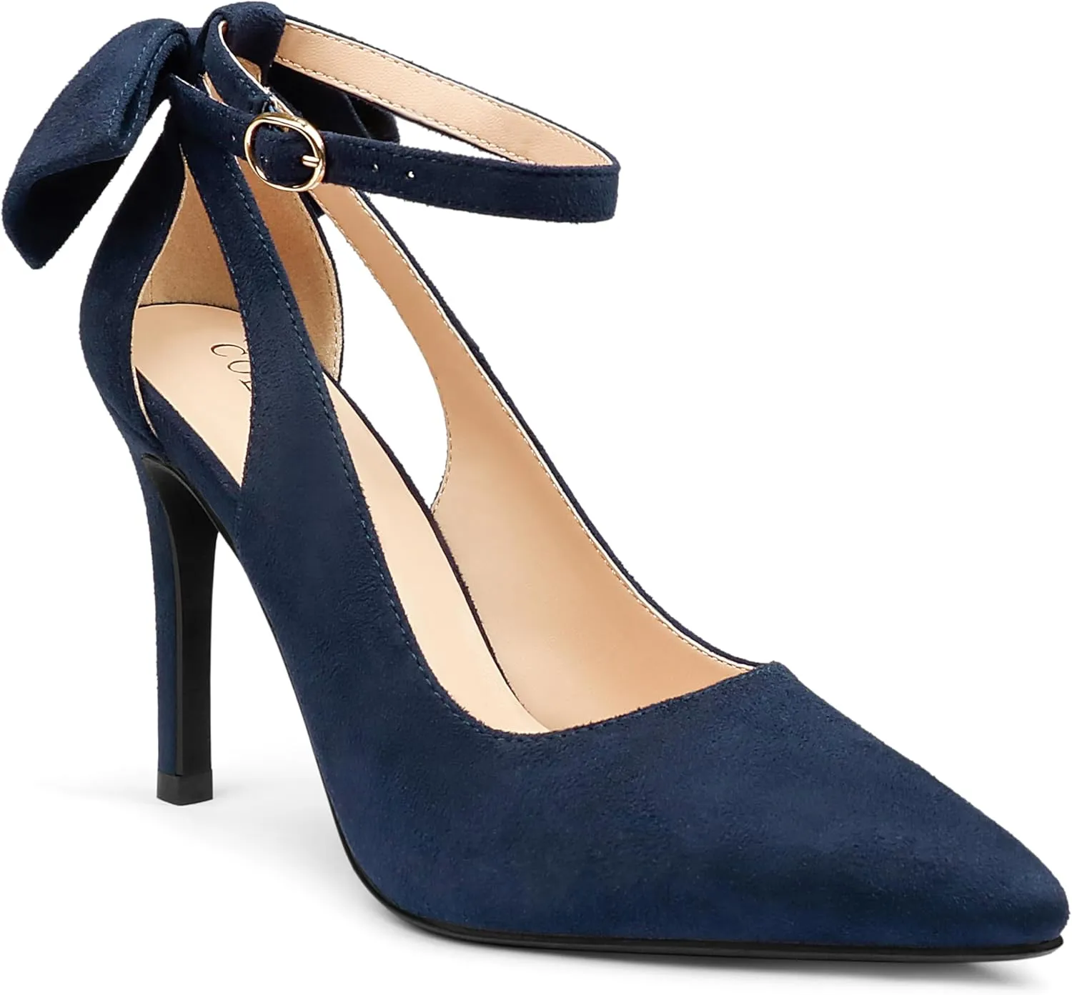 COLETER Womens Bow Knot High Heels Pointed Toe Stiletto Ankle Strap D'Orsay Pumps Bow Evening Dress Shoes