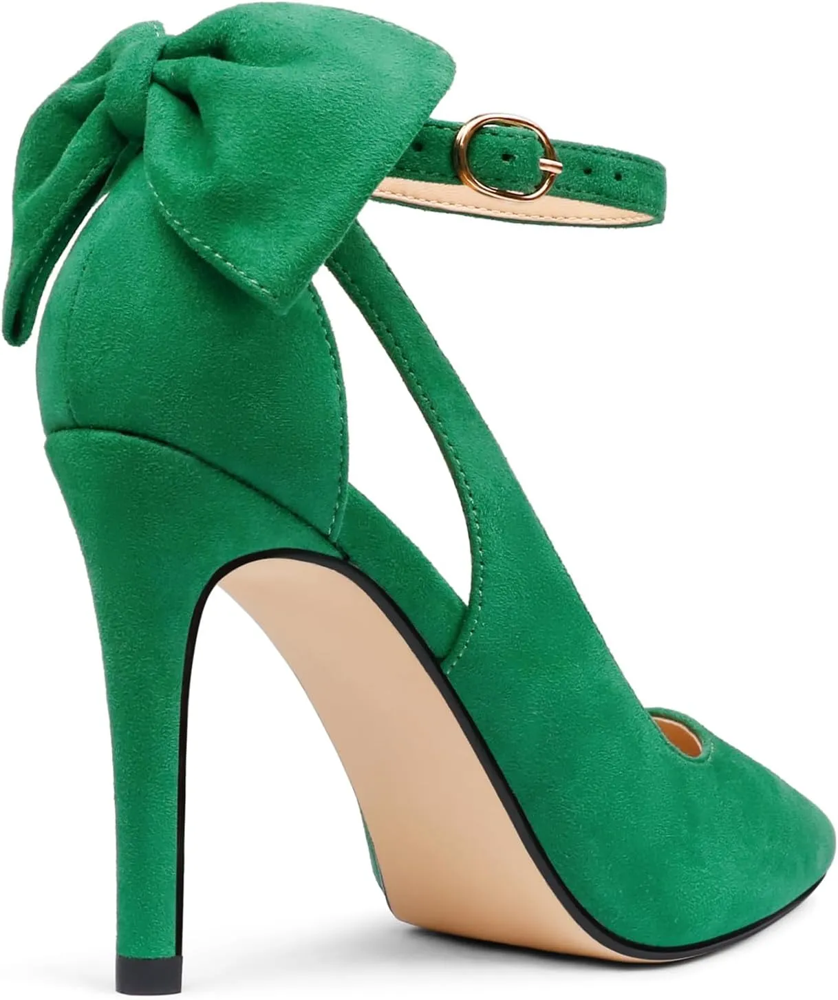 COLETER Womens Bow Knot High Heels Pointed Toe Stiletto Ankle Strap D'Orsay Pumps Bow Evening Dress Shoes