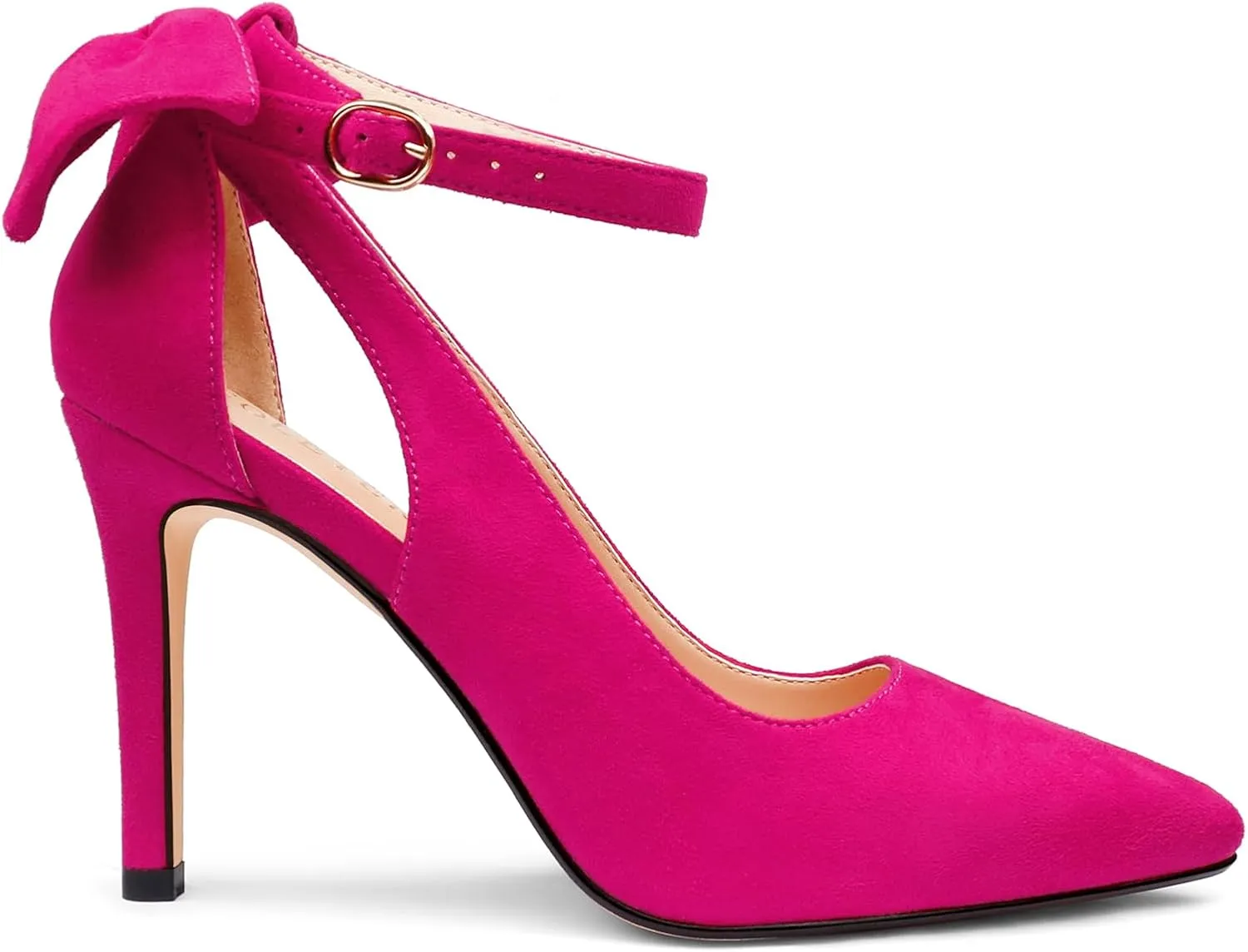 COLETER Womens Bow Knot High Heels Pointed Toe Stiletto Ankle Strap D'Orsay Pumps Bow Evening Dress Shoes