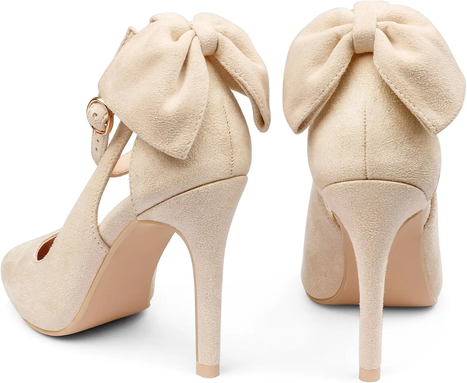 COLETER Womens Bow Knot High Heels Pointed Toe Stiletto Ankle Strap D'Orsay Pumps Bow Evening Dress Shoes