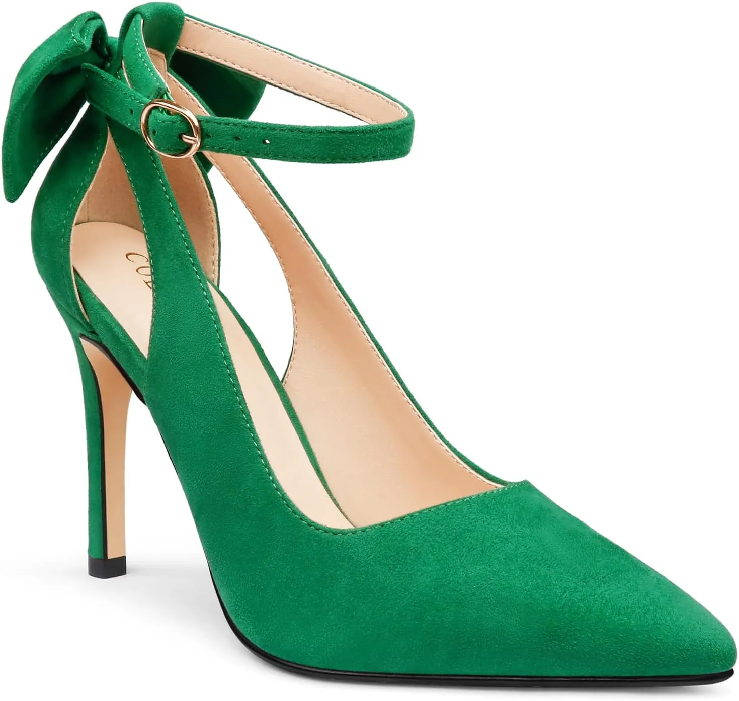 COLETER Womens Bow Knot High Heels Pointed Toe Stiletto Ankle Strap D'Orsay Pumps Bow Evening Dress Shoes