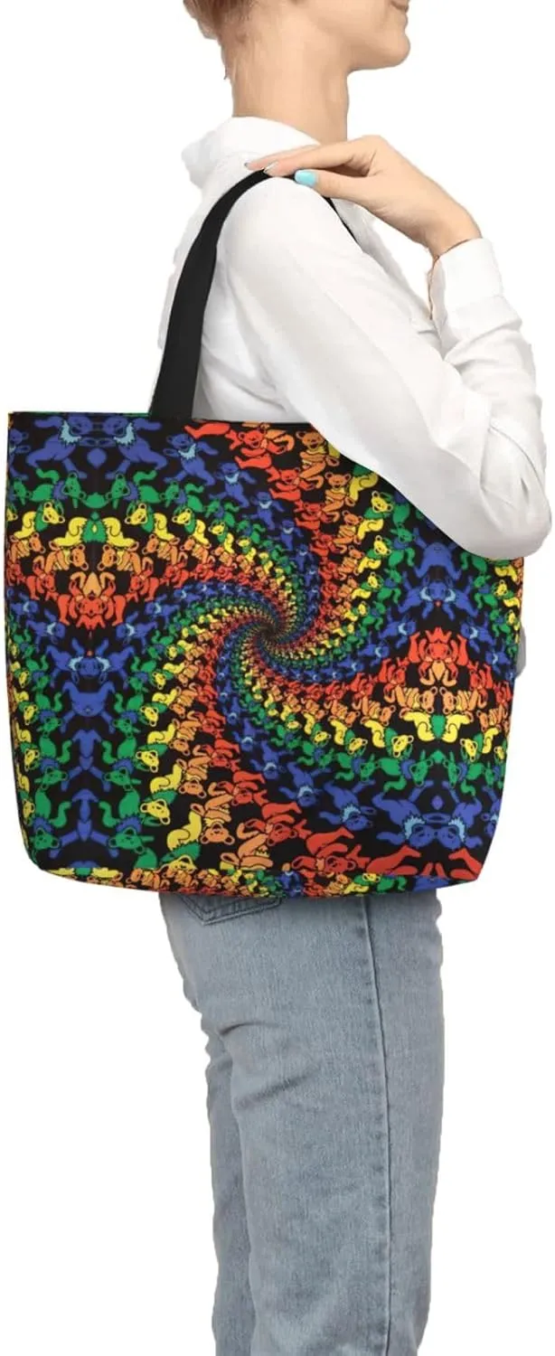 Colored Jellyfish Print Fashion Tote Bag,Travel Handbag For Women, Hobo Bags, Work Shoulder Bags Crossbody Bag