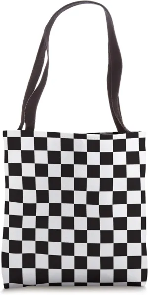 Cool Black & White Checkered 90s 80s Check Pattern Tote Bag