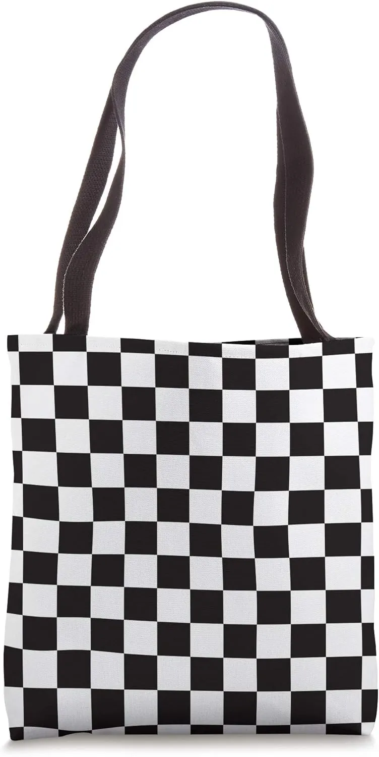 Cool Black & White Checkered 90s 80s Check Pattern Tote Bag