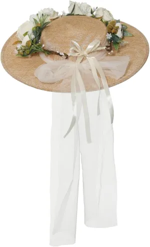 COSDREAMER Girls Women Victorian Tea Party Sun Hat Bows Flowers Straw Hats