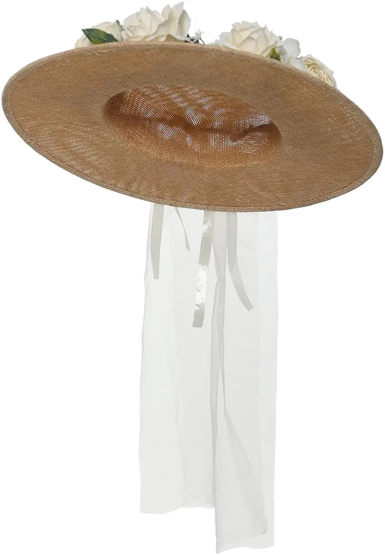 COSDREAMER Girls Women Victorian Tea Party Sun Hat Bows Flowers Straw Hats