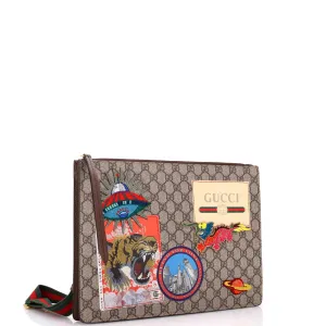 Courrier Messenger Bag GG Coated Canvas with Applique