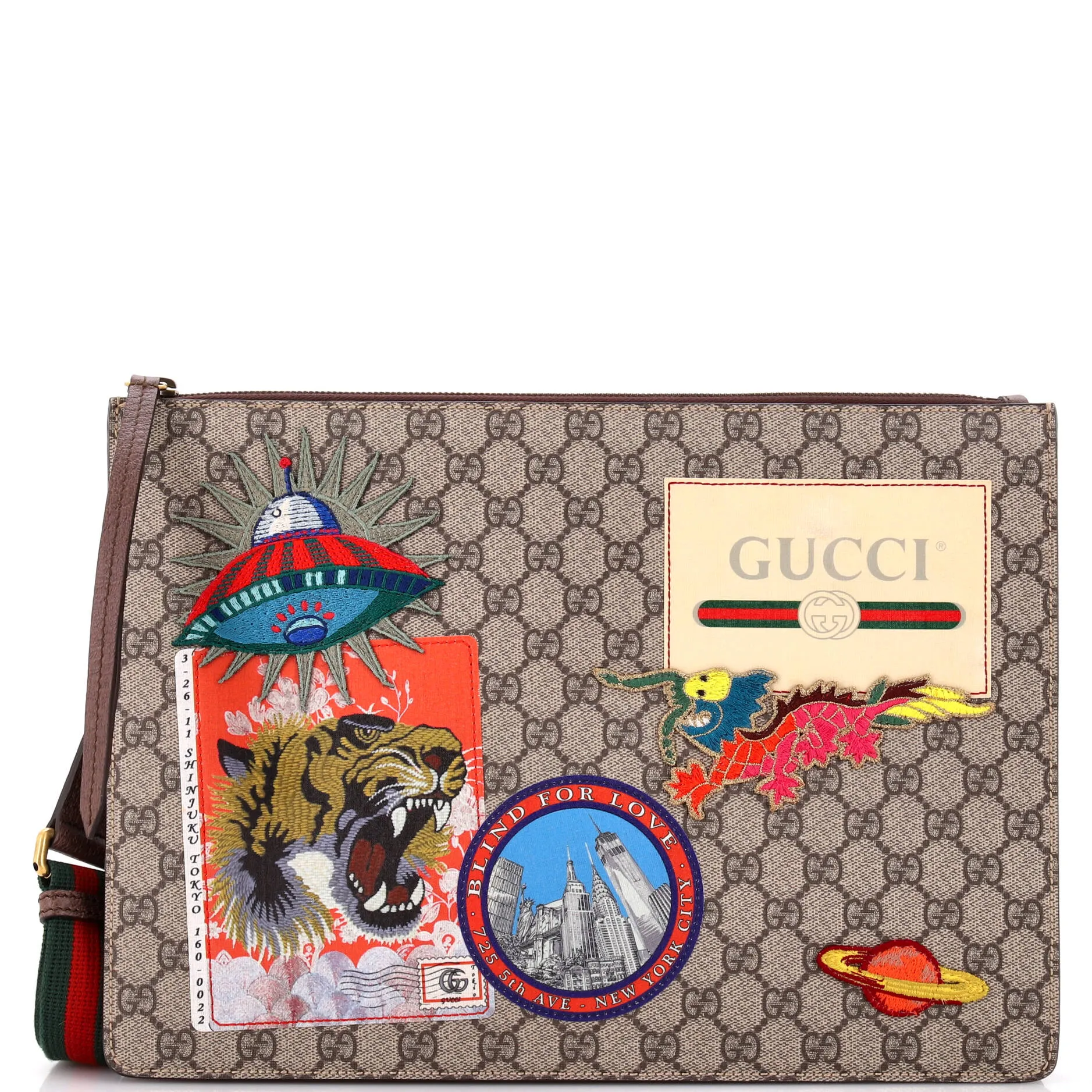 Courrier Messenger Bag GG Coated Canvas with Applique