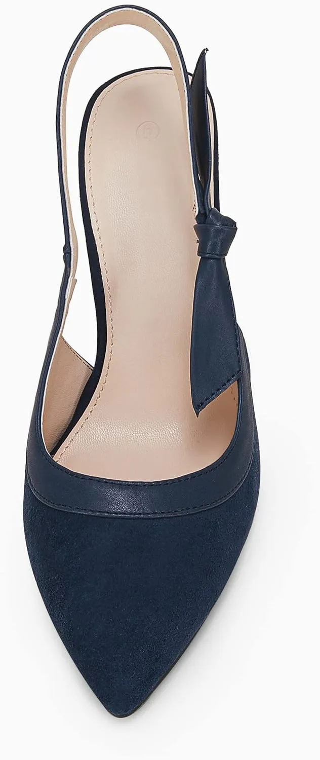 Coutgo Women's Pointed Toe High Heels Slingback Bowknot Formal Pumps Dress Shoes