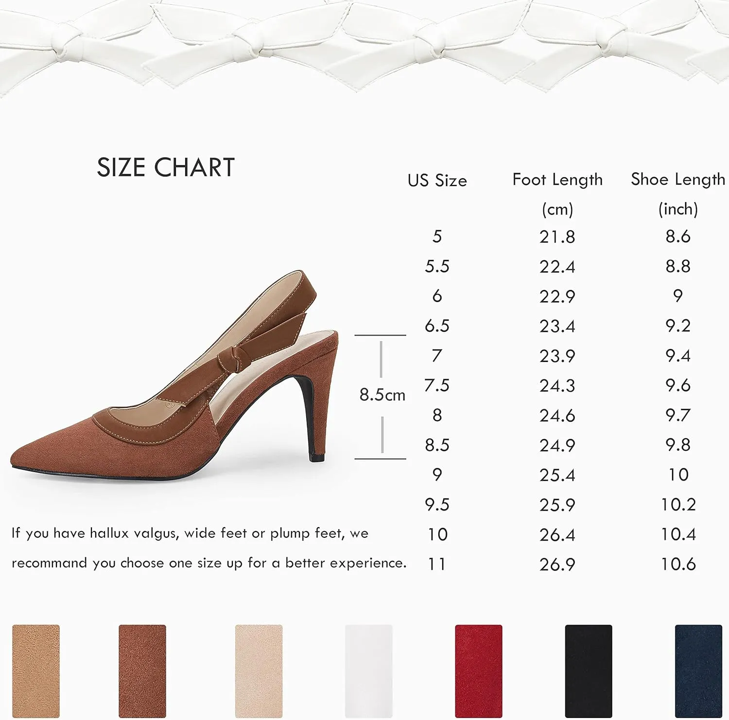 Coutgo Women's Pointed Toe High Heels Slingback Bowknot Formal Pumps Dress Shoes