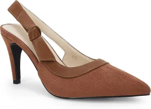 Coutgo Women's Pointed Toe High Heels Slingback Bowknot Formal Pumps Dress Shoes