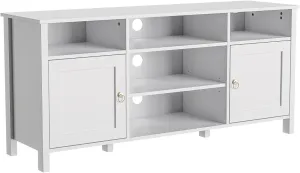 Cozy Castle Farmhouse TV Stand for 65 inch TV, Entertainment Center with Barn Door of Storage Cabinet, Tv Console with Cable Management & Adjustable Shelf, White Tv Stand for Bedroom, Living Room