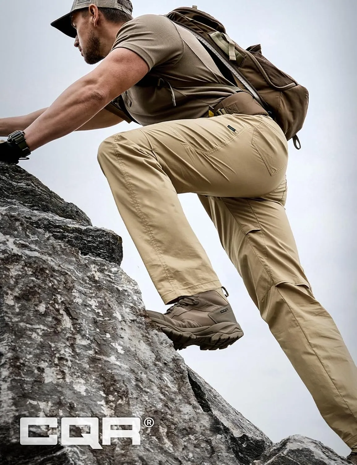 CQR Men's Quick Dry Tactical Pants, Water Resistant Outdoor Pants, Lightweight Stretch Cargo Work Hiking Pants