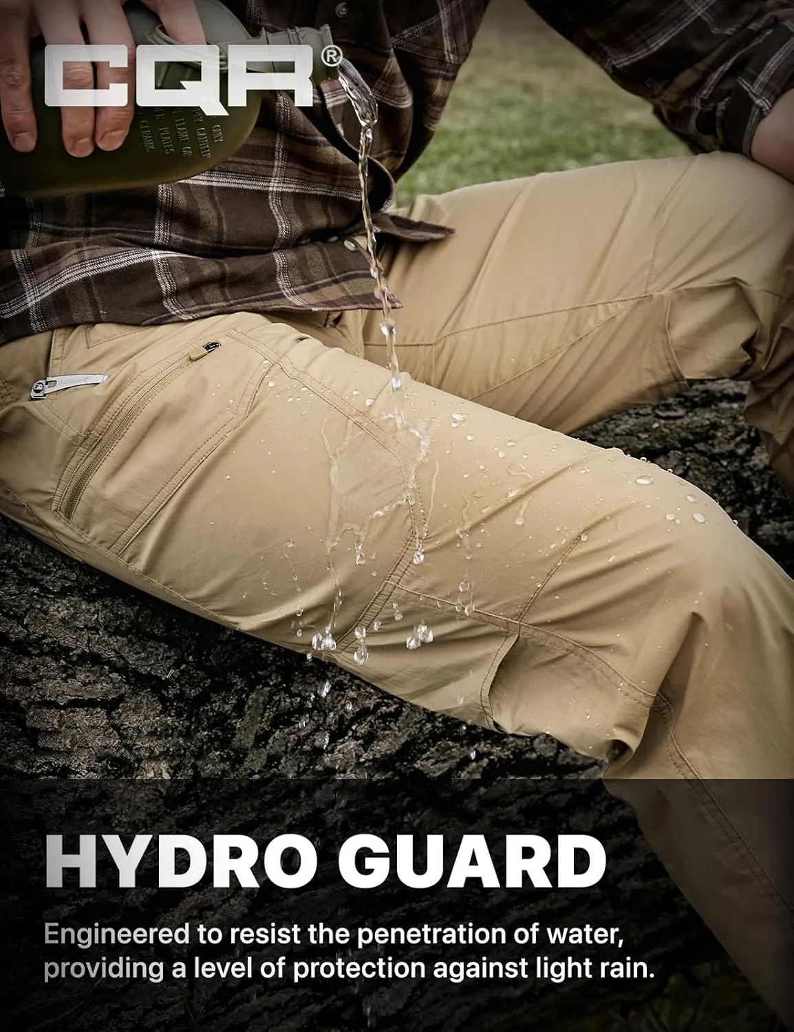 CQR Men's Quick Dry Tactical Pants, Water Resistant Outdoor Pants, Lightweight Stretch Cargo Work Hiking Pants