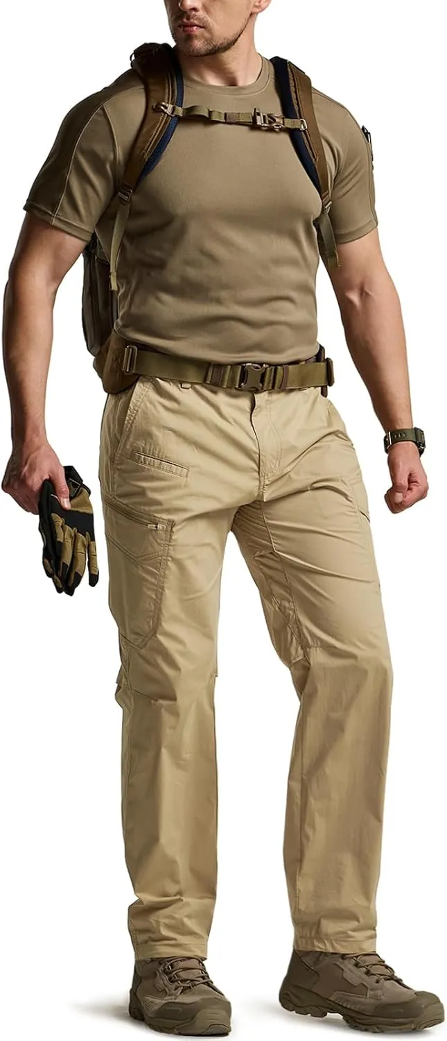 CQR Men's Quick Dry Tactical Pants, Water Resistant Outdoor Pants, Lightweight Stretch Cargo Work Hiking Pants