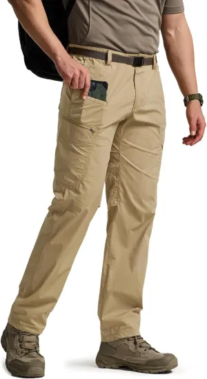 CQR Men's Quick Dry Tactical Pants, Water Resistant Outdoor Pants, Lightweight Stretch Cargo Work Hiking Pants